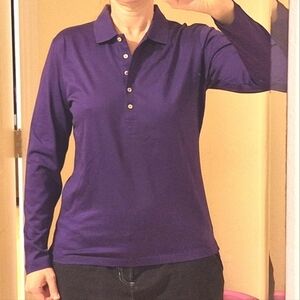 PETER MILLER | Lightweight,  Long-Sleeve Purple Polo